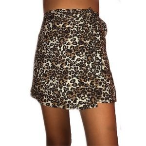 Animal Print Wrap Mini Skirt